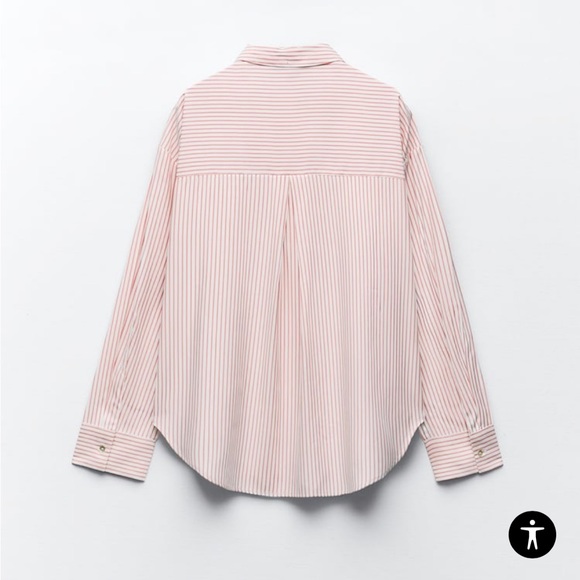 Zara pin-striped white and pink button-down shirt size M - Picture 7 of 10
